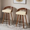 Bar Stools Set of 2, Swivel Bar Height Stools with Low Back, Wood Bar Chairs with Soft Cushion Seat, 25-Inch Seat Height - Leovsnove - 2 of 4