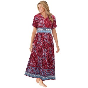 Only Necessities Plus Size Long Crinkle Cotton Lounger - 1 of 4