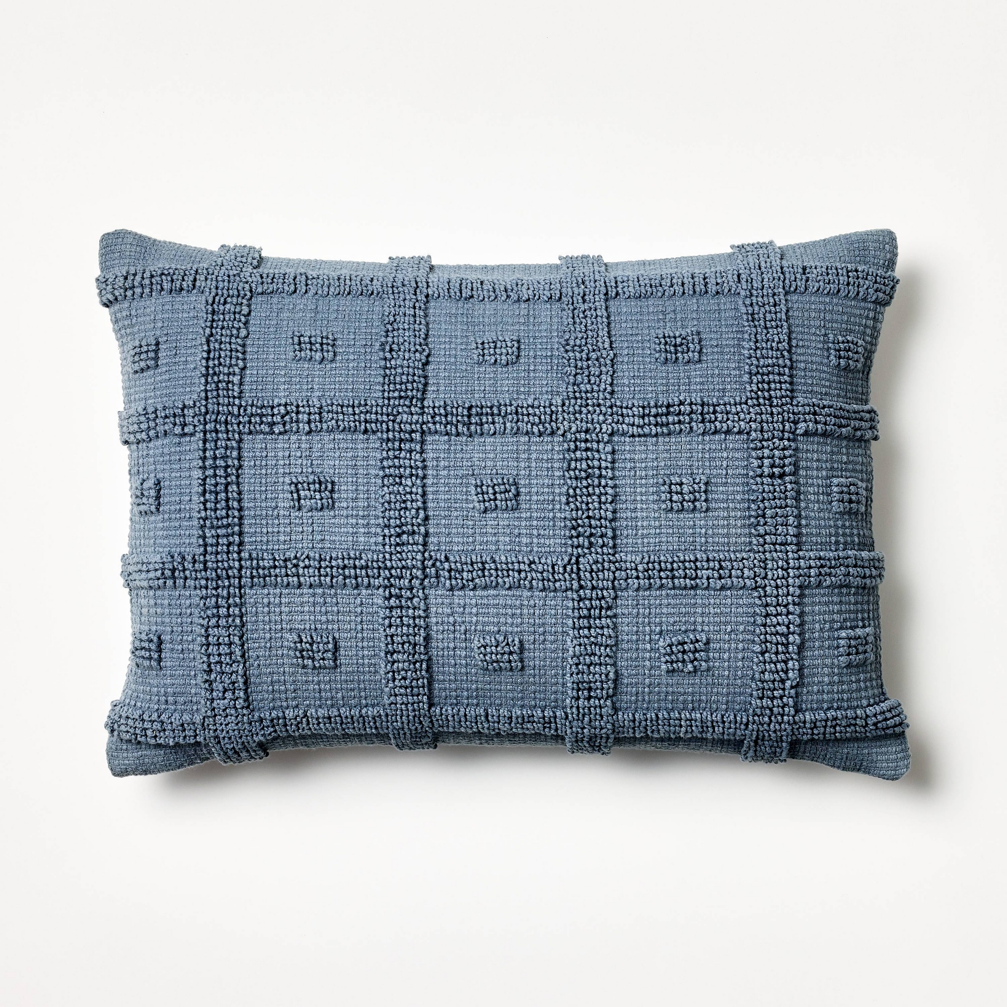 Tufted Geo Lumbar Throw Pillow Steel - Threshold™ designed with Studio McGee: Cotton, Indoor, Zipper Closure, Rectangular Shape