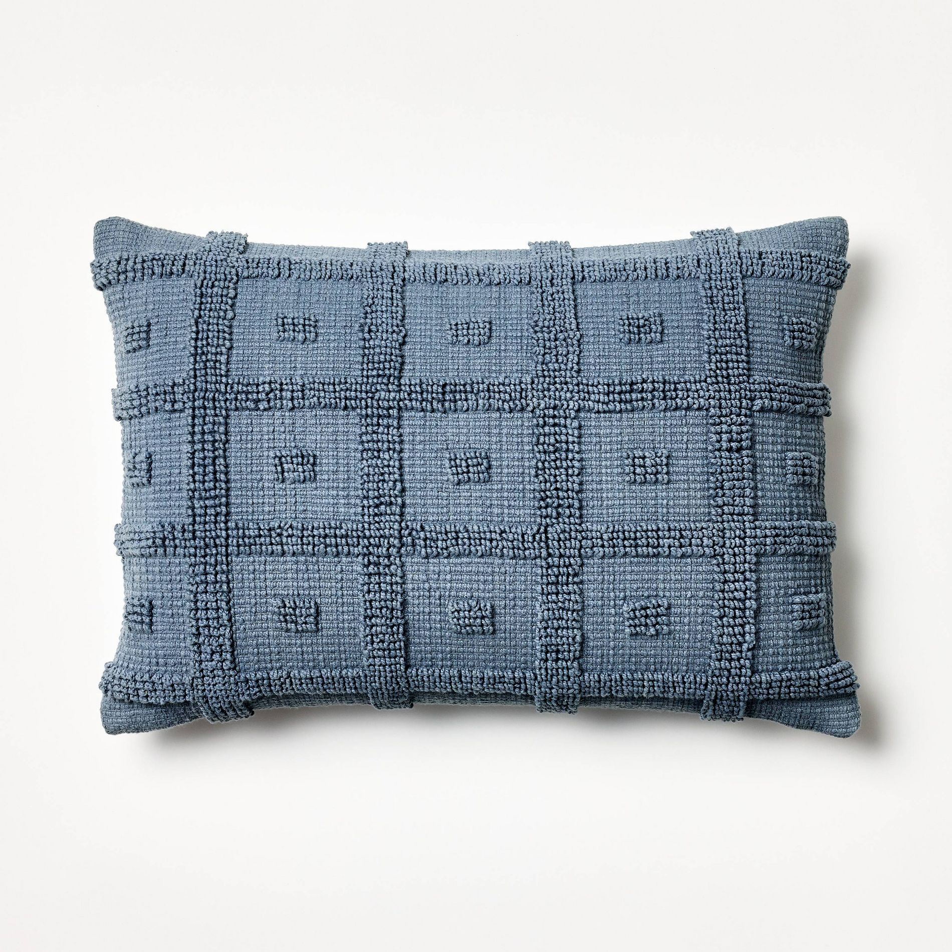 Tufted Geo Lumbar Throw Pillow Steel - Threshold™ designed with Studio McGee: Cotton, Indoor, Zipper Closure, Rectangular Shape