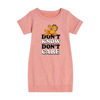 - Garfield - Don't Know Don't Care Graphic Short Sleeve Fleece Dress