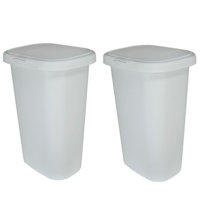 Rubbermaid 13 Gallon Rectangular Spring-Top Lid Wastebasket Trash Can (2 Pack)