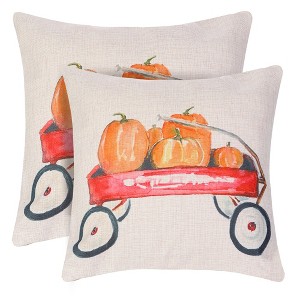Unique Bargains Fall Pumpkin Daily Decor Cotton Linen Pillow Covers 2 Pcs - 1 of 4