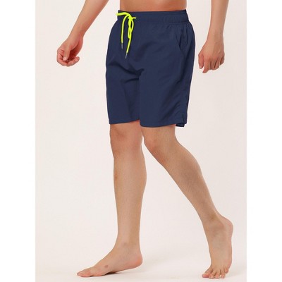 Lars Amadeus Men's Solid Color Drawstring Lightweight Swimwear Beach Board Shorts 2 Packs Navy/Red 34 — фото 2