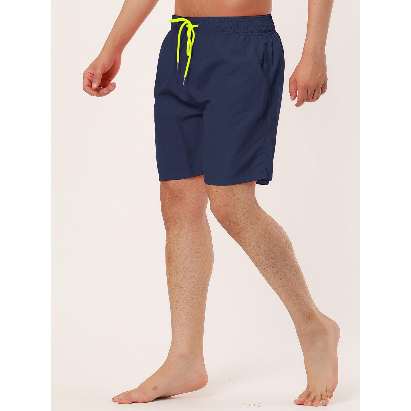 Мужские шорты Lars Amadeus Solid Color Drawstring Lightweight Swimwear Beach Board Shorts 2 Packs Navy/Red 34, цвет: Тёмно-синий — фото 2