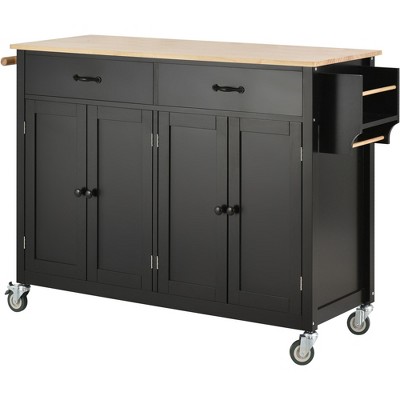 NicBex 54.33Inch Rolling Kitchen Island with 4 Door Cabinet,2Drawers,Spice Rack and Towel Rack