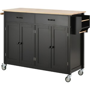 NicBex 2 Drawer Rolling Kitchen Island Cart with 2 Double-Door Cabinets,Kitchen Island on Wheels with Spice Rack,Island Table for Kitchen - 1 of 4
