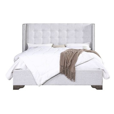 Artesia Queen Bed with Wingback Design and Faux Leather Upholstery