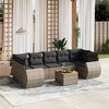 vidaXL 8 Piece Patio Sofa Set with Cushions Gray Poly Rattan - 2 of 4