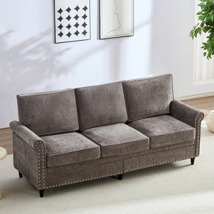 Mjkone Chenille Fabric Modern 3-Seater Sofa Couch/Loveseat Sofa/Single Sofa Armchair  with Rivet Design,Living Room Sofa - 1 of 4