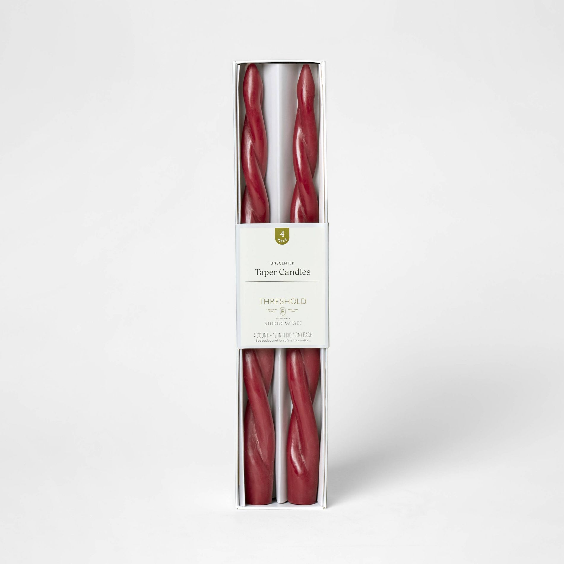 4pk Twisted Taper Candle Set Red - Threshold™ designed with Studio McGee