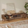 KIGFTSOD 76" Modern Minimal Glass-Doors TV Stand – Fits TVs up to 85", Wood-Grain Entertainment Center with Storage, Media Console for Living Room - 4 of 4