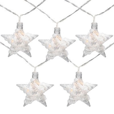 Northlight 10 B/O LED Warm White Clear Star and Yarn Christmas Lights - 4.5' Clear Wire