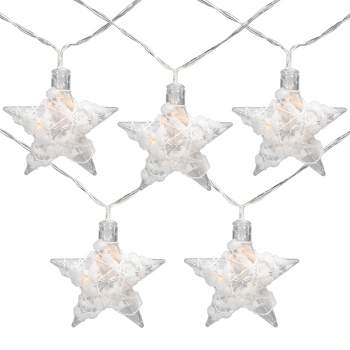 Northlight 10 B/O LED Warm White Clear Star and Yarn Christmas Lights - 4.5' Clear Wire