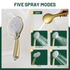 Cobbe Brushed Gold Wall Mount with 12-Inch Rainfall Head 5 Settings Hand Shower and 15.74-Inch Shower Arm Single Handle Bathroom Shower System - 3 of 4