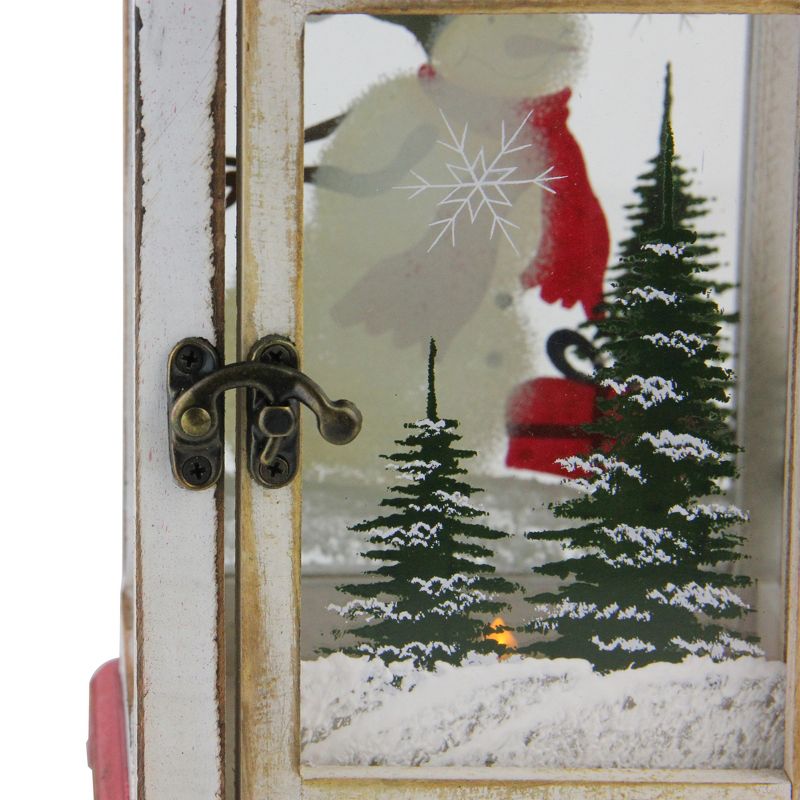 Northlight 14.5" Rustic Red and White Snowman Christmas Scene Candle Lantern, 3 of 7