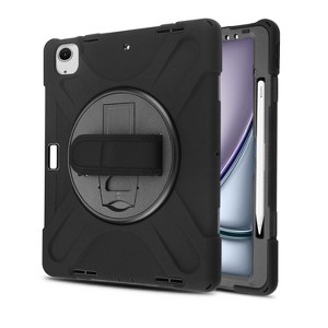 MyBat iPad Case with 360° Rotating Kickstand for Apple iPad Pro 13 (2024), Hand Strap & Pen Holder – Heavy Duty Shockproof Cover，Black - 1 of 4
