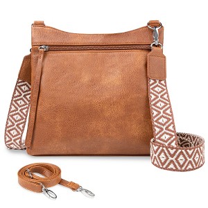 Women Brown Imported Faux Leather Stylish Small Crossbody Messenger Bags Amazon.com: ECOSUSI Fashion PU Leather Satchel Purse Handbag  main image 3