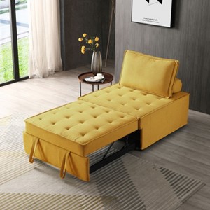 Multipurpose Faux Leather Ottoman Lazy Chair Pulling Out Sofa Bed for Bedroom-Christopher Knight Home - 1 of 4