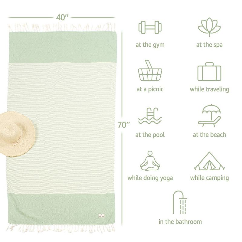 American Soft Linen Turkish Peshtemal Beach Towel, 100% Cotton Peshtemal Towels for Beach and Pool, 4 of 7