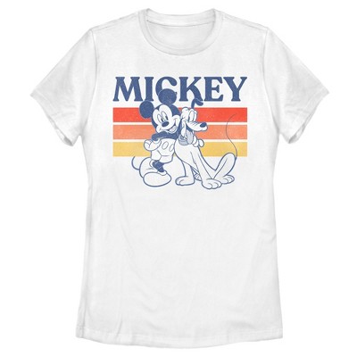 Women's Mickey & Friends Retro Pluto And Mickey Mouse T-shirt - White ...