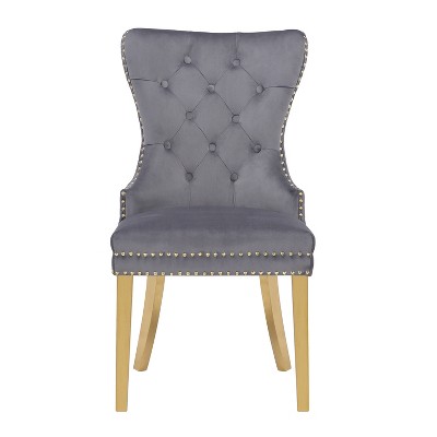 Vynxaria Simba Gold 2-Piece Dining Chair Set - Navy Velvet with Elegant Gold Legs