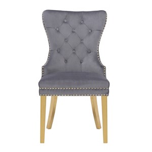 Vynxaria Simba Gold 2-Piece Dining Chair Set - Navy Velvet with Elegant Gold Legs - 1 of 4