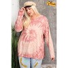 Slickblue Women's Plus Size Tie Dye Long Sleeve Top, Lightweight Loose Fit, Round Neck, Faded Plum, 1XL-3XL - 2 of 3