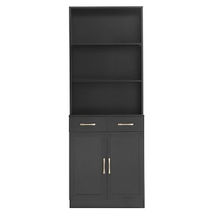 Ridstar 70 in. H Black Bathroom Cabinet with Two Doors and Drawers, Adjustable Shelf - 1 of 4