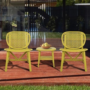 3 Pieces Hollow Design Patio Conversation Bistro Set for Balcony Garden Yard - 1 of 4