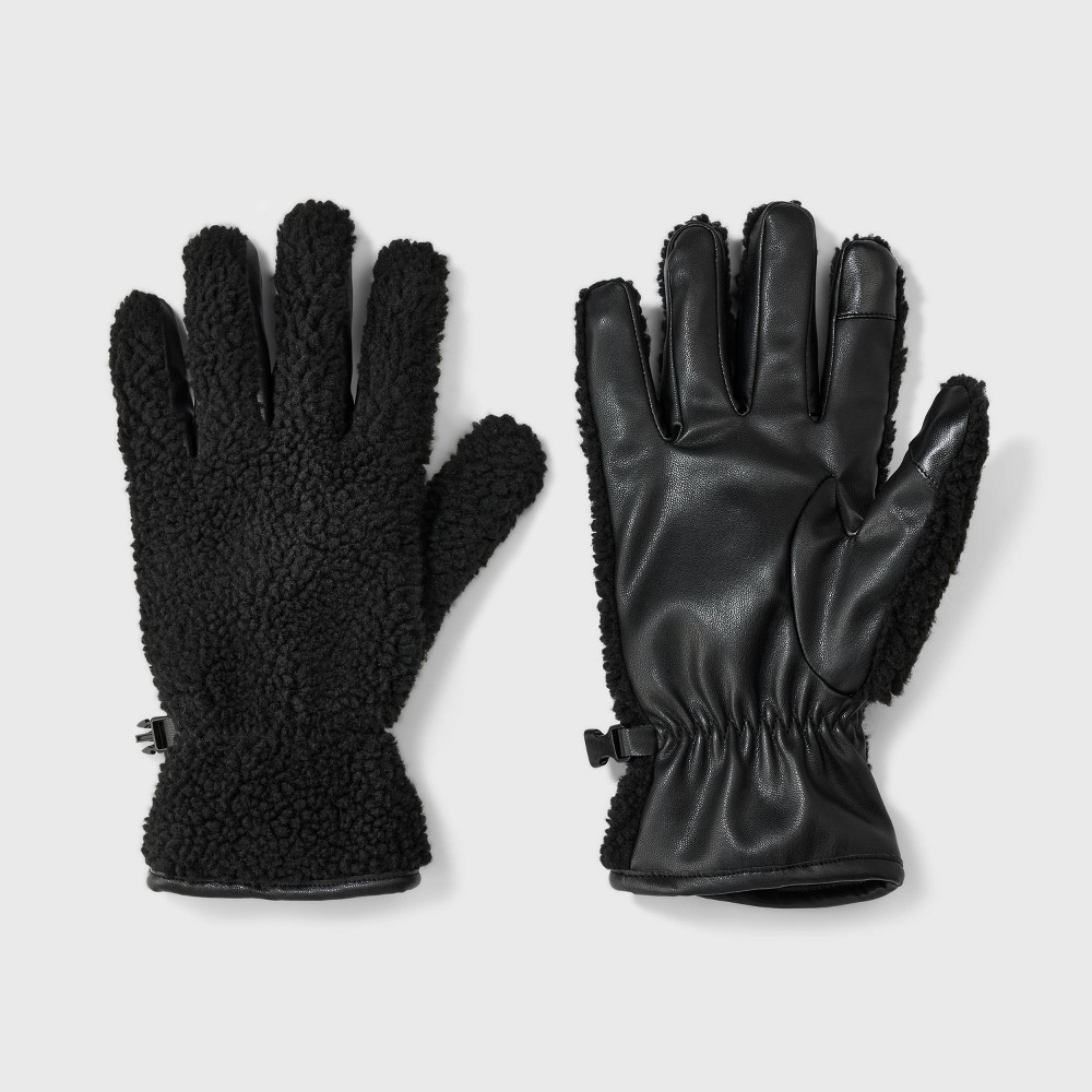 Photos - Winter Gloves & Mittens Men's Faux Shearling Gloves - Goodfellow & Co™ Black S/M