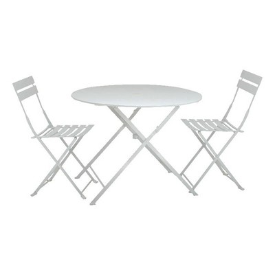 Carolina Living Bistro 30" Round Table Outdoor Set - Set of 3 - White
