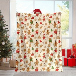 Lomsoe Christmas Cookies and Gifts Print Flannel Blanket - All Seasons Soft and Warm Perfect for Living Room Decor, Sofa, Bed, Travel - 1 of 4