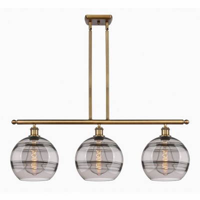 Rochester - 3 Light Stem Hung Island In Industrial Style-12.13 Inches Tall and 36.5 Inches Wide