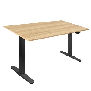 Mount-It! Dual Motor Electric Standing Desk with 55" Tabletop, Maple & Black - 1 of 4