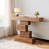 Resenkos Entryway Table, Console Sofa Table,42" Console Table, Wood Sofa Table Accent Table with Geometric Base Brown - 2 of 4