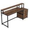 Resenkos Computer Desk, Office Desk, Study Desk,63" Computer Desk, Ergonomic Office Desk with Drawers & Monitor Stand,Rustic Brown - 3 of 3