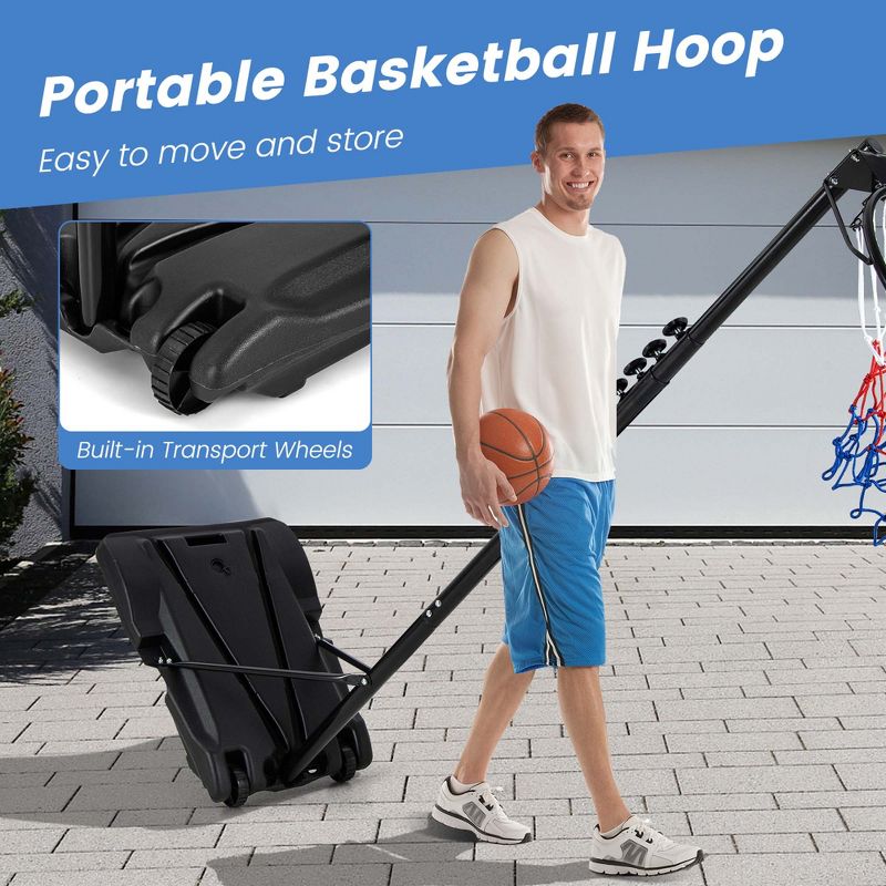 Costway 8.5-10FT Adjustable Basketball Hoop Goal with Fillable Base Wheel Shooting Practice, 5 of 11