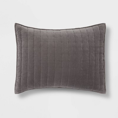 Standard Channel Stitch Velvet Quilt Sham Charcoal - Threshold™ : Target