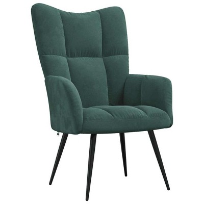 vidaXL Relaxing Chair- Dark Green Velvet Lounger | Stylish Modern Seat with Comforting Foam Upholstery | Stable Steel Frame Support