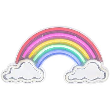 Northlight 15.75" LED Neon Style Rainbow and Clouds Wall Sign