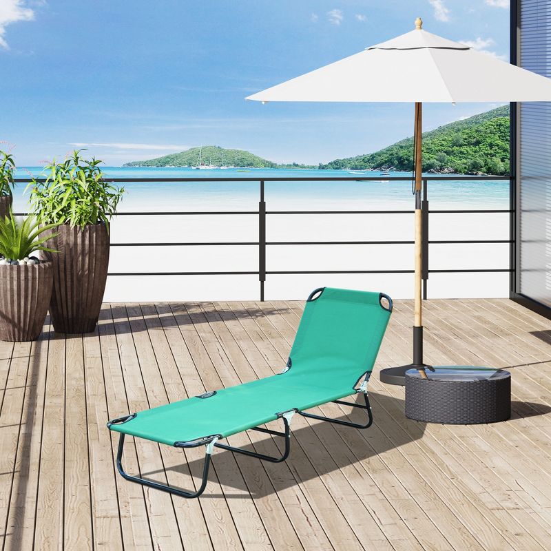 Outsunny Portable Outdoor Sun Lounger, Lightweight Folding Chaise Lounge Chair w/ 5-Position Adjustable Backrest for Beach, Poolside and Patio, 3 of 8