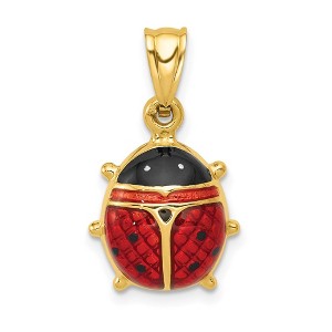 Black Bow Jewelry 14k Yellow Gold 3D Red Enameled Ladybug Pendant, 15mm - 1 of 4