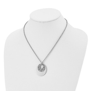 Chisel Stainless Steel Brushed and Flower Cutout Pendant on an 18" Cable Chain Necklace Plus a 2" Ext. - 1 of 2