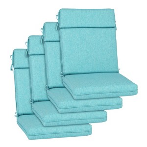 Aoodor Outdoor High Back Dining Chair Cushion Set, Water Proof & Stain Resistant Polyester Fabric Cover with Ties and Zipper, Set of 4 - 1 of 4