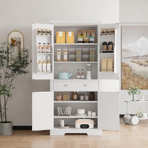 71.7" Tall Kitchen Pantry Cabinet, Freestanding Cupboard Storage Cabinet with Adjustable Shelves, Wooden Kitchen Hutch Bar Cabinet - 1 of 4