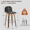 Bekrvio 26" Swivel Counter Height Bar Stools Set of 1 – Mid-Century Modern Upholstered PU Leather & Walnut Bentwood Legs, for Kitchen Island (Black) - 4 of 4