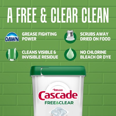 Cascade Free & Clear Action Pacs Dishwasher Detergent Tablets - Lemon Essence - 47ct