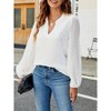 Women's Puff Long Sleeve Shirts v Neck Loose t-Shirts Dressy Casual Work Blouses 2025 Fall Tops Trendy Clothes - 4 of 4