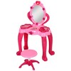 Qaba Kids Vanity Set with Mirror and Stool, Makeup Table with Light, Music, Hair Dryer, Girls Pretend Play Toys for 3-6 Years - 4 of 4